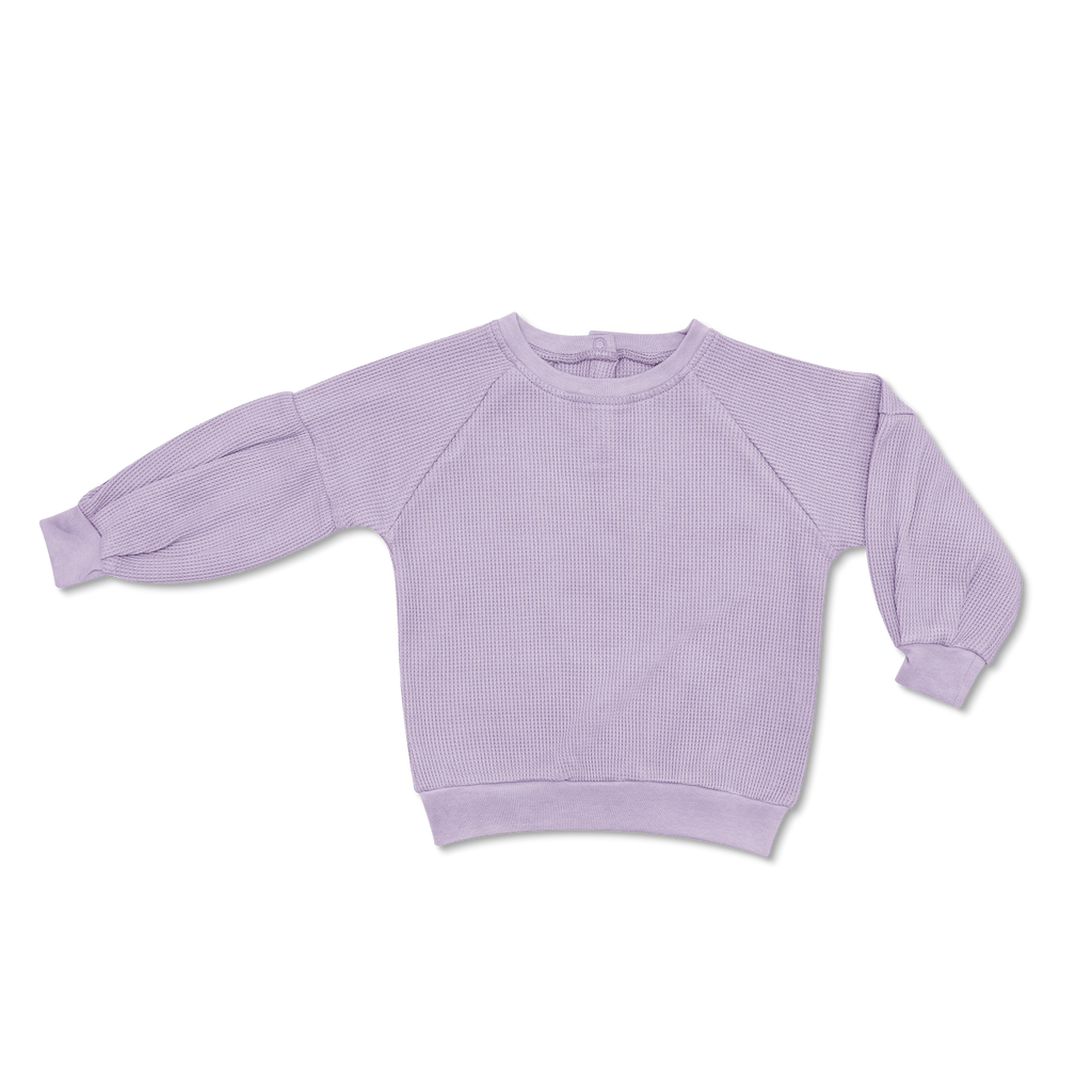 Waffle Balloon Sleeve Sweatshirt - Lavender