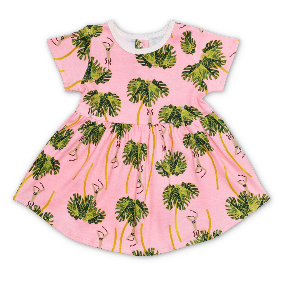 Lala Curio Dress - Dancing Palms Pink