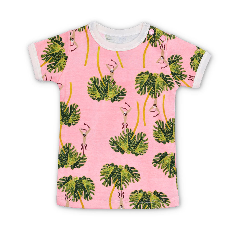 Lala Curio Short Sleeve Shirt - Dancing Palms Pink