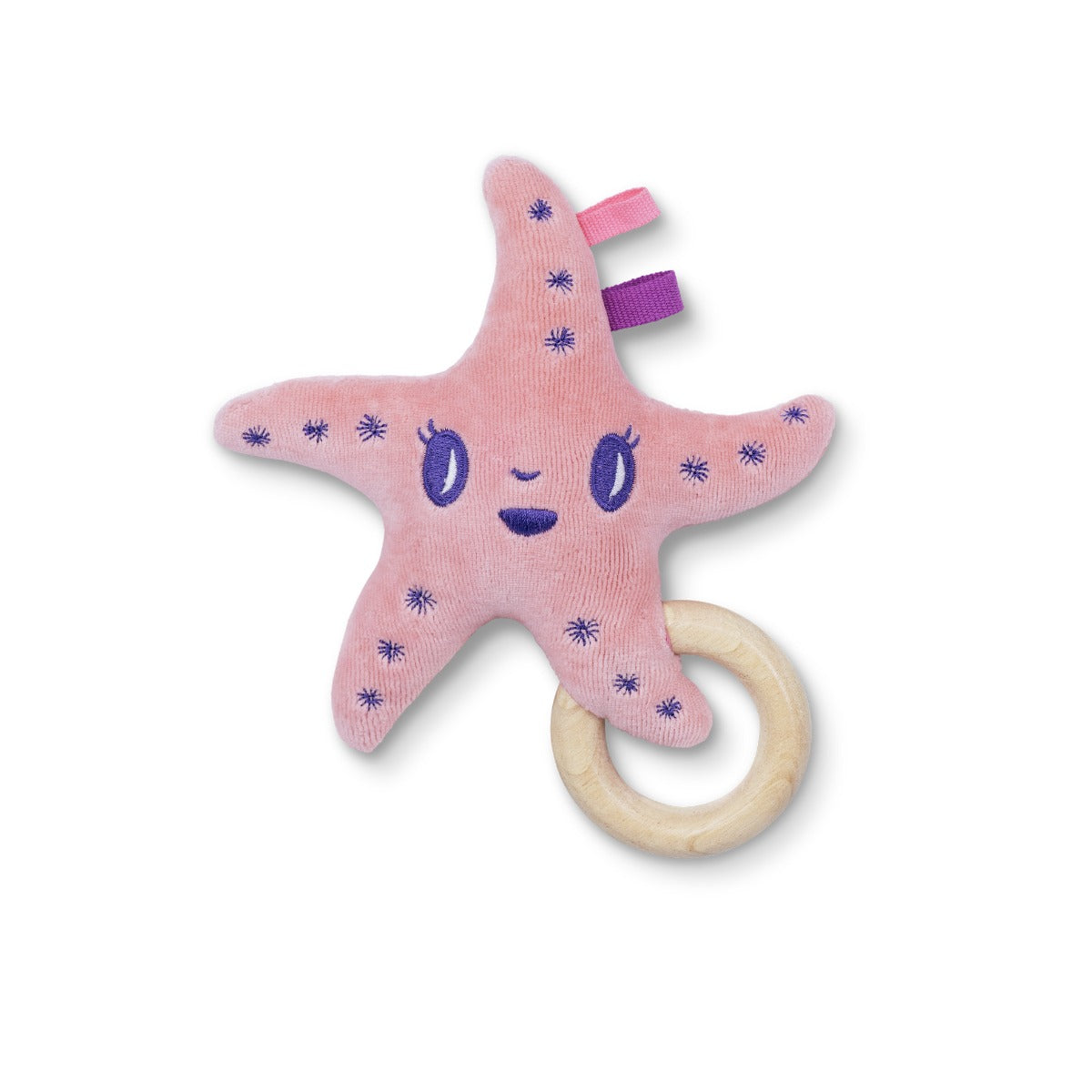 Pink Sea Star Teething Rattle